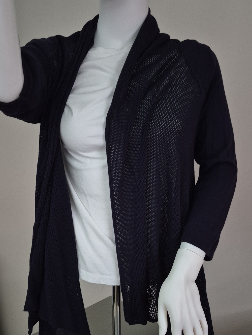 Nue Options Black Lightweight Draped Open-Front Cardigan
